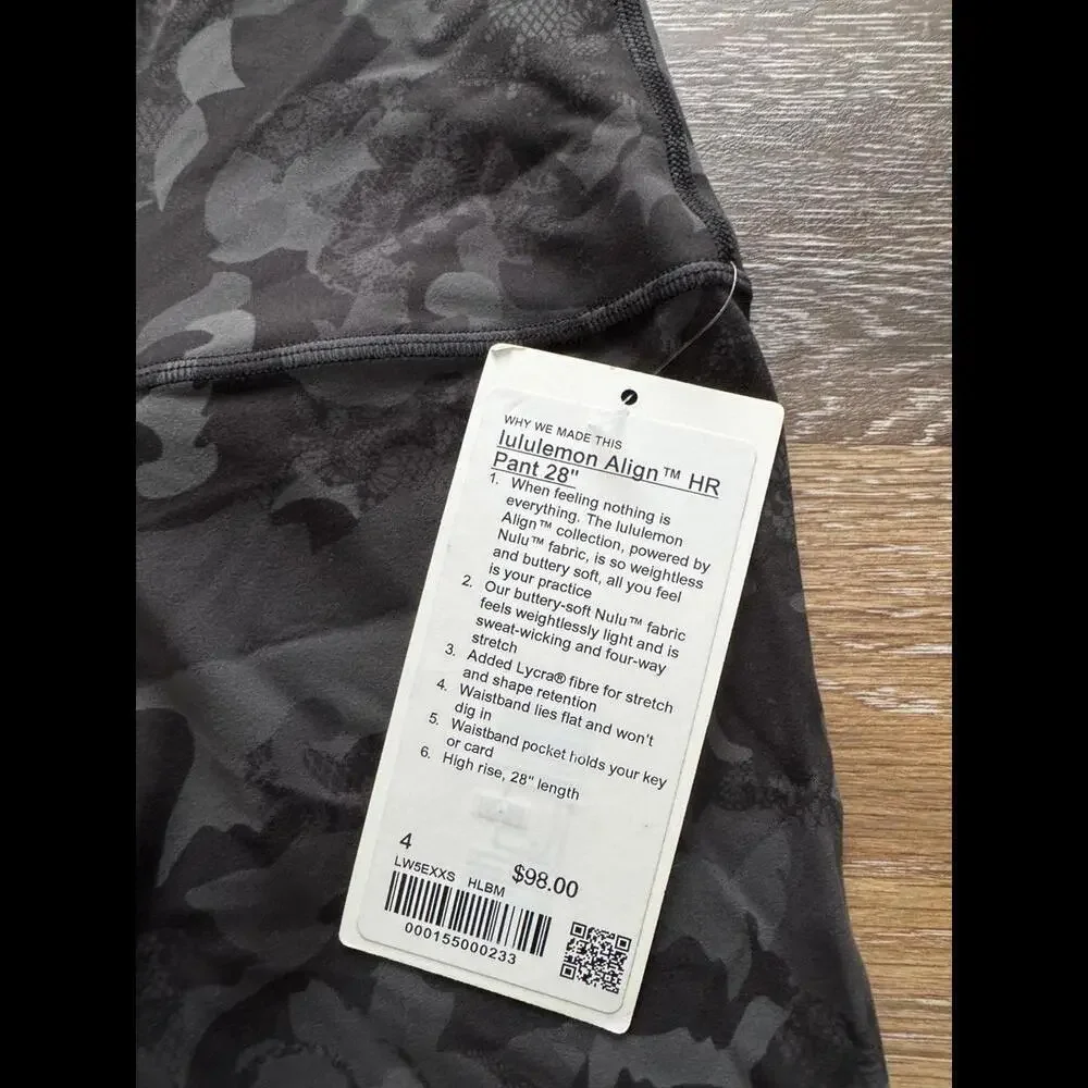 Lululemon Align High Rise 28” Hidden Heritage Lace Black Multi Size 4 NWT - Picture 4 of 7